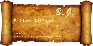 Billes János névjegykártya